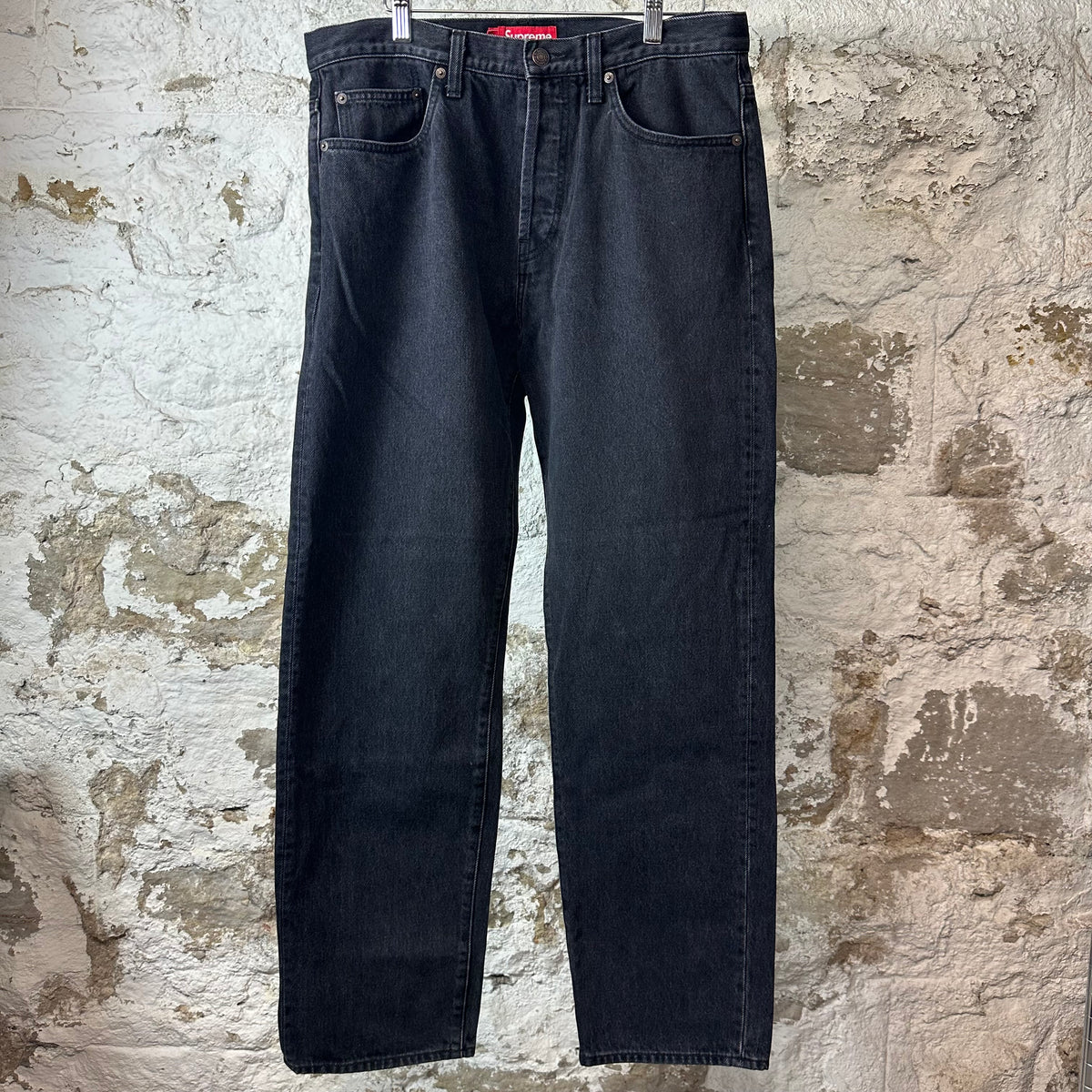 Supreme Star Logo Regular Washed Black Jeans Sz 32