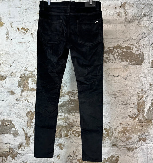 Amiri Plain Black Velour Jeans Sz 34