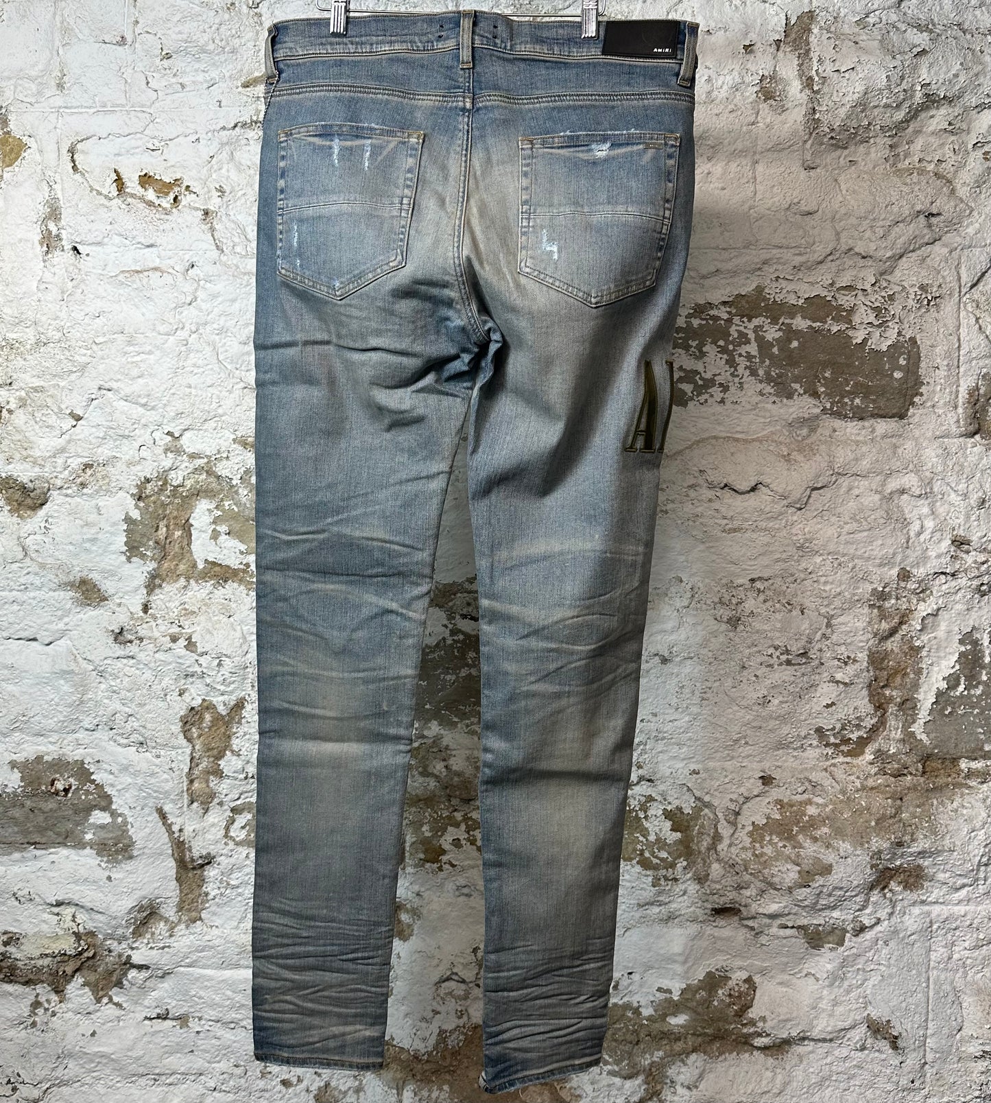Amiri MX1 Camo Spell Blue Denim Jeans