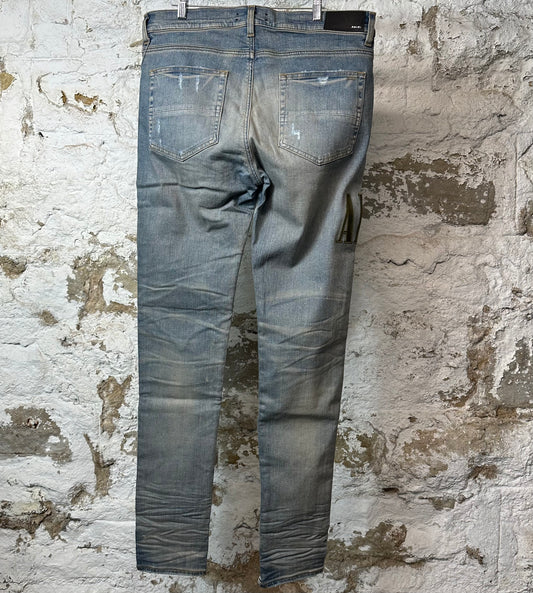 Amiri MX1 Camo Spell Blue Denim Jeans