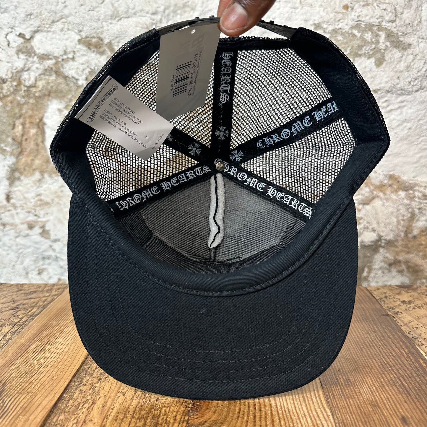Chrome Hearts CH Hollywood Black White Trucker Hat DS