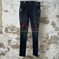 Amiri MX2 Red Navy Patch Black Denim Jeans Sz 30