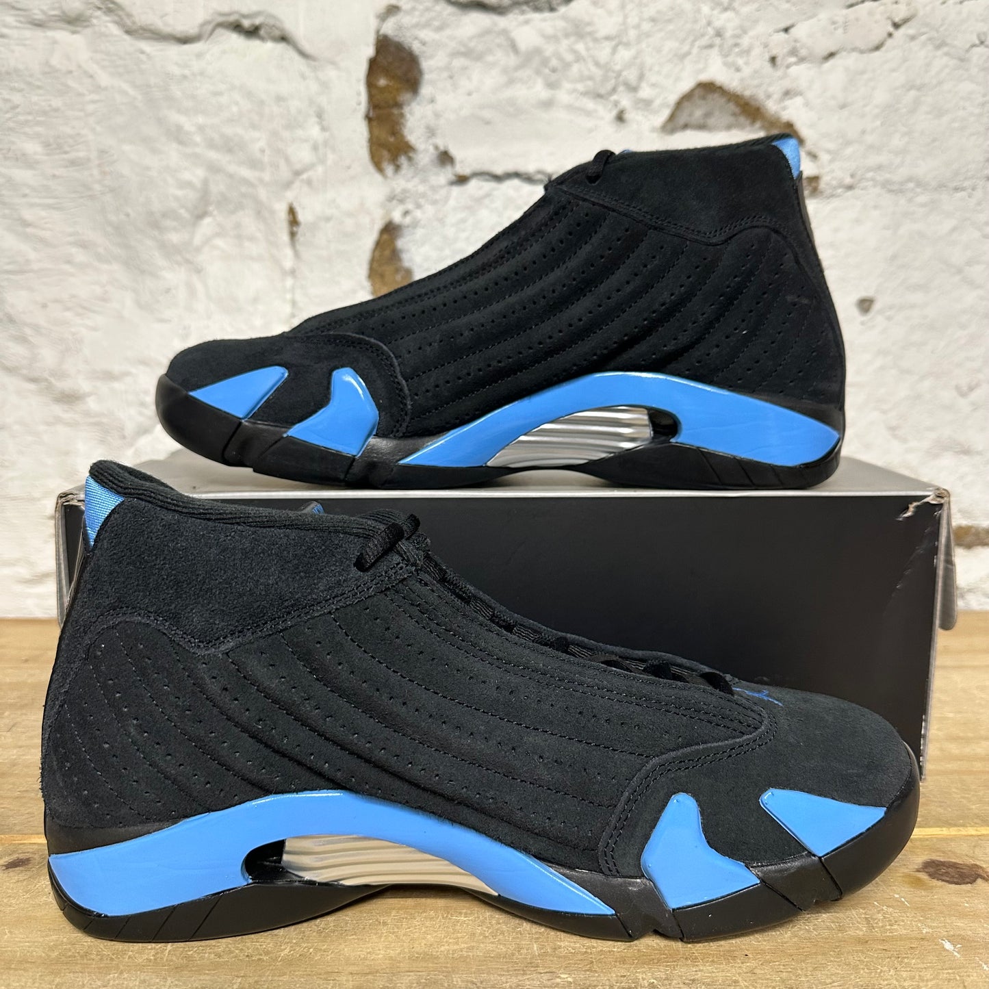 Air Jordan 14 Black Univeristy Blue Sz 10