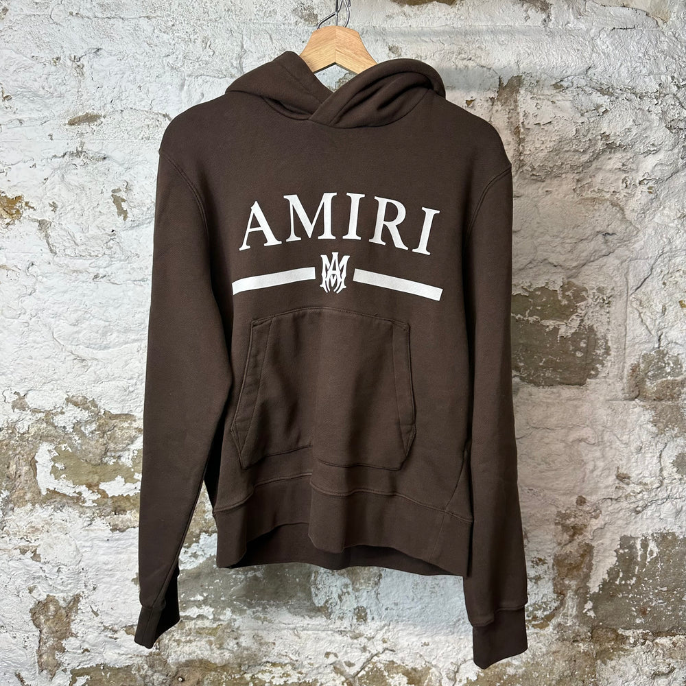 Amiri White Bar Logo Brown Hoodie Sz XS
