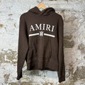 Amiri White Bar Logo Brown Hoodie Sz XS