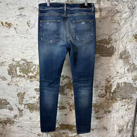 Amiri MX1 Blue Plaid Flannel Thrasher Dark Blue Denim Jeans Sz 33
