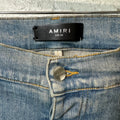 Amiri White Varsity 22 Patch Blue Denim Jeans Sz 34