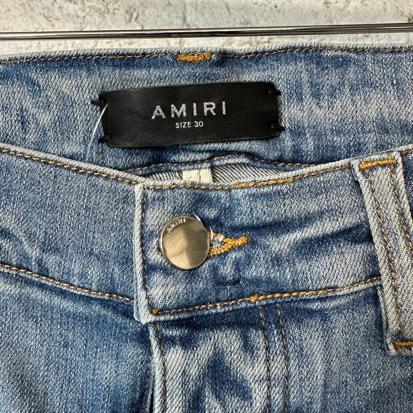 Amiri Black Paisley Star Blue Denim Jeans Sz 30