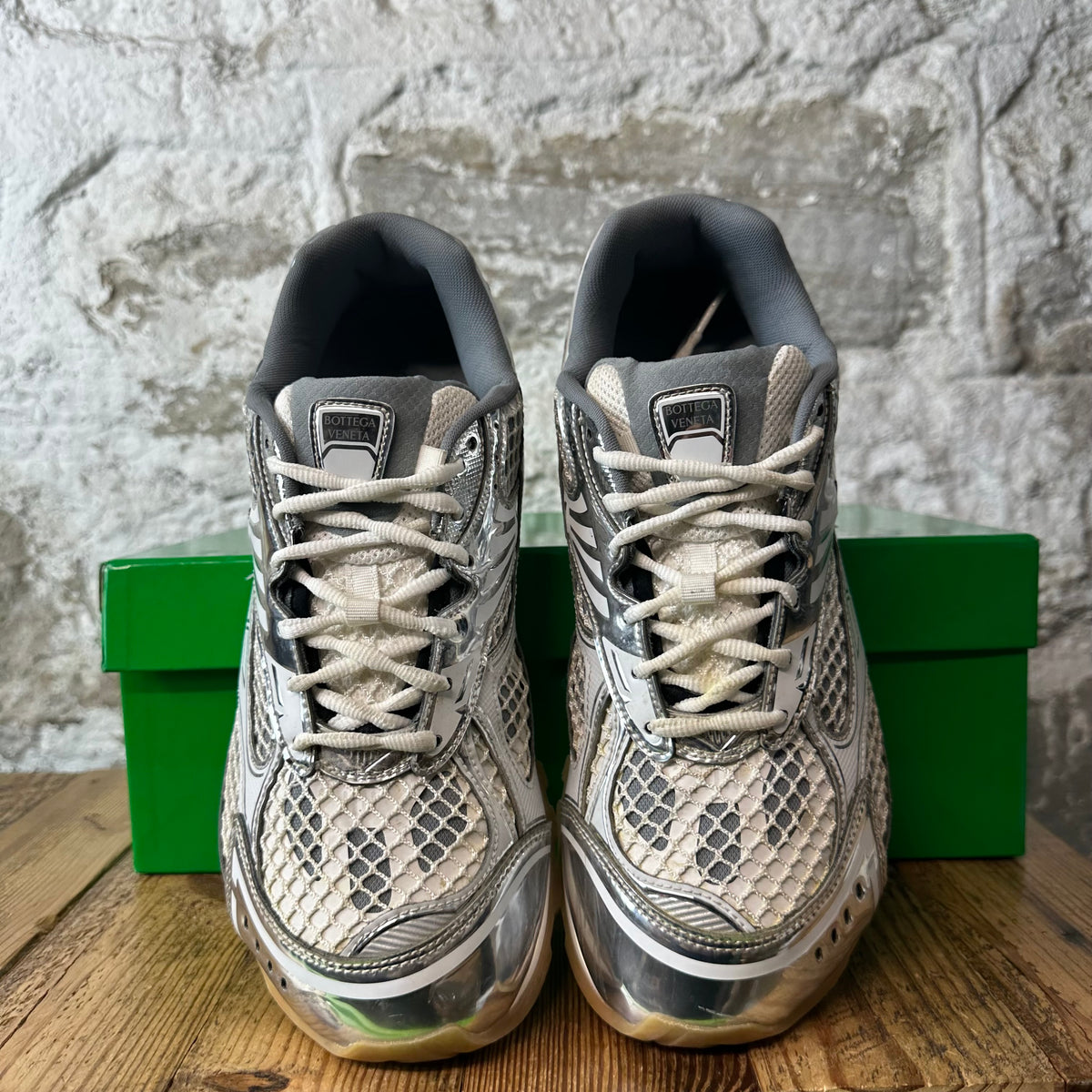 Bottega Veneta Silver White Orbit Sneaker Sz 12 (45)