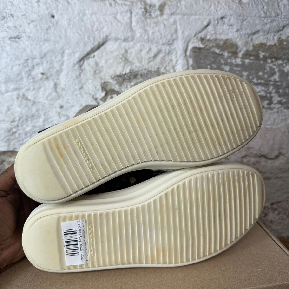 Rick Owens Jumbo Lace Black Milk Sneaker Sz 9 (42)
