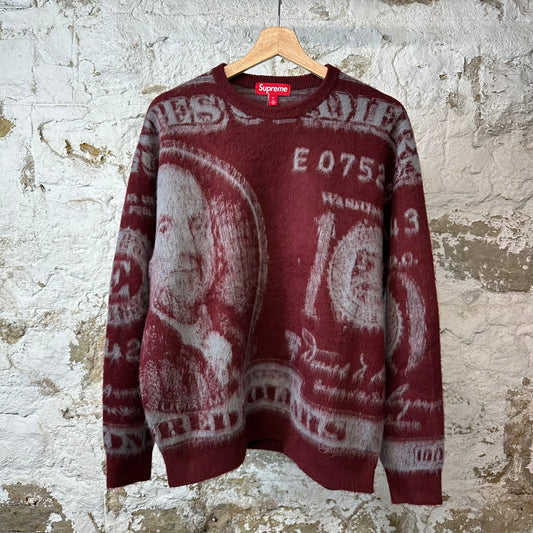 Supreme Money Sweater Burgundy Sz M