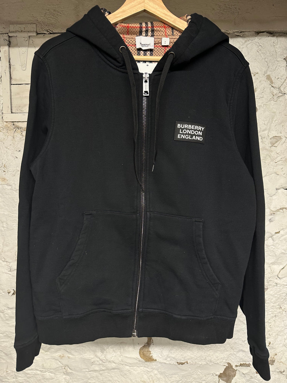 Burberry Box Spell Zip Up Hoodie Black Sz S