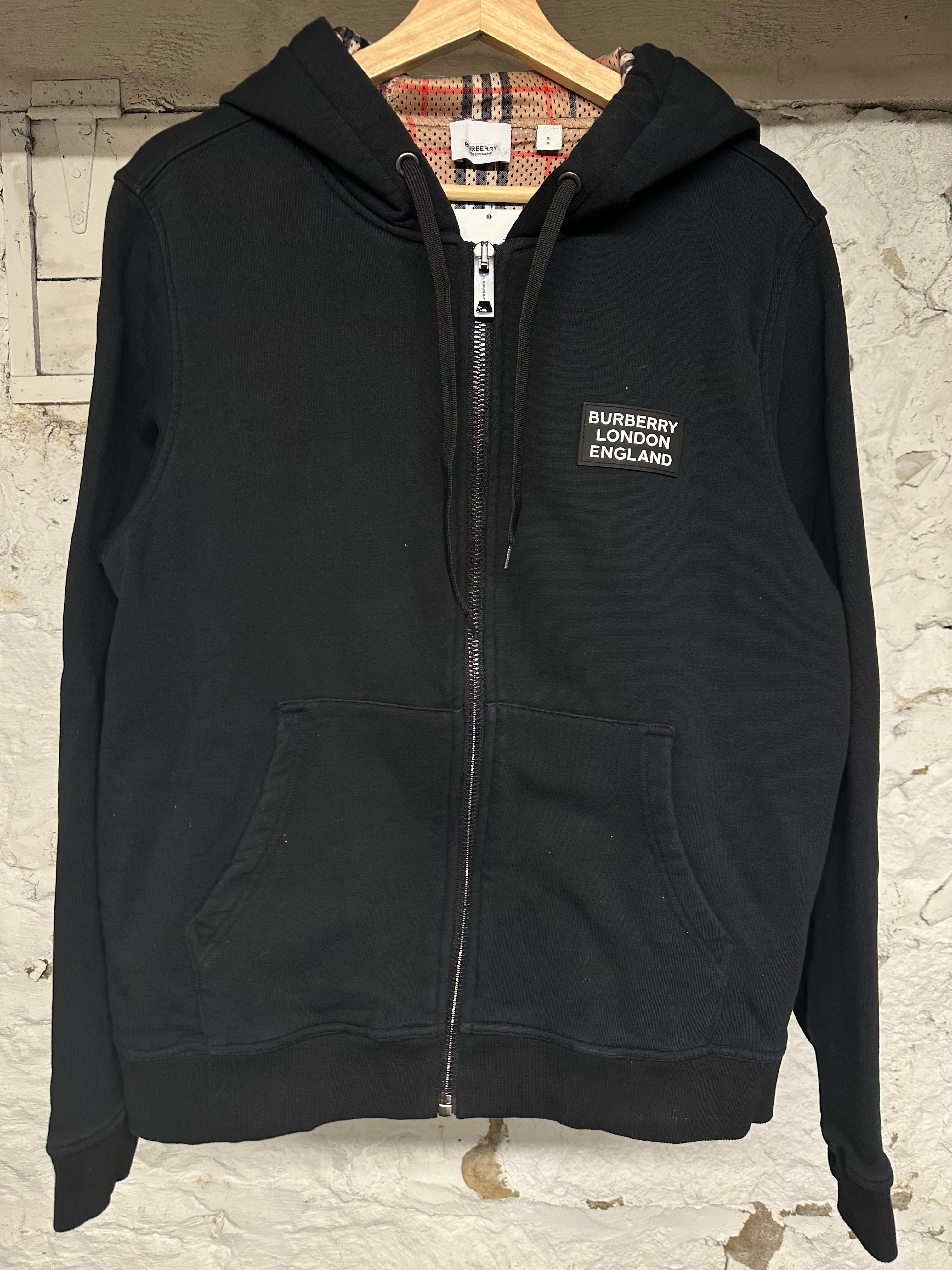 Burberry Box Spell Zip Up Hoodie Black Sz S
