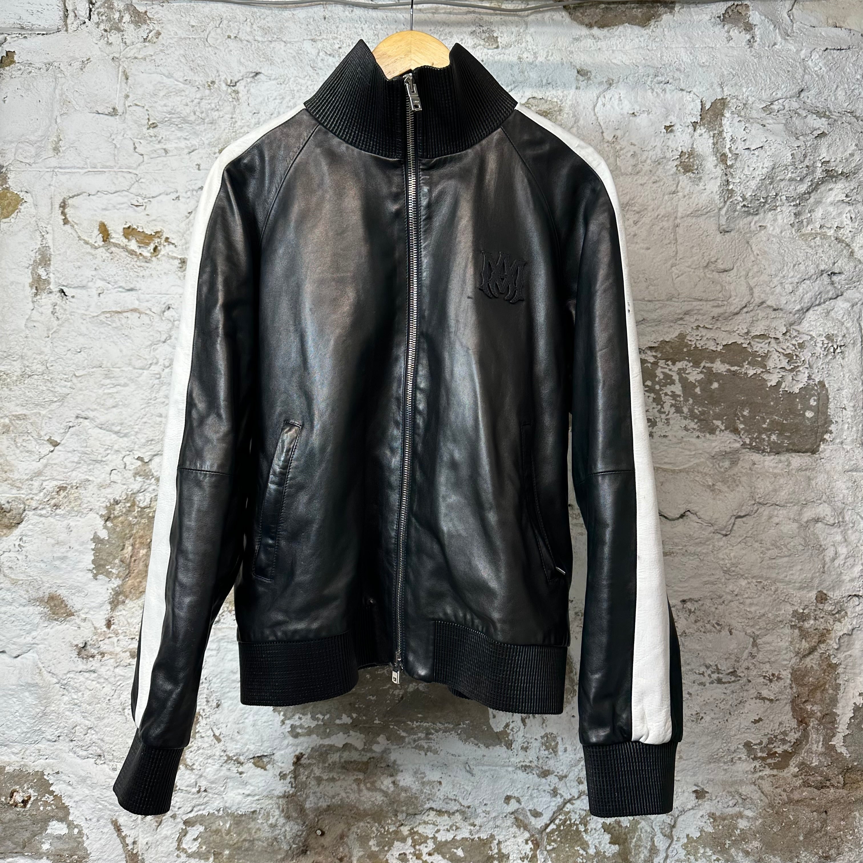 Amiri Black AM Black White Leather Jacket Sz XL (54)