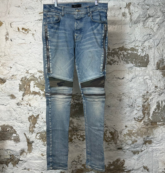 Amiri MX2 Camo Patch Blue Denim Jeans Sz 32