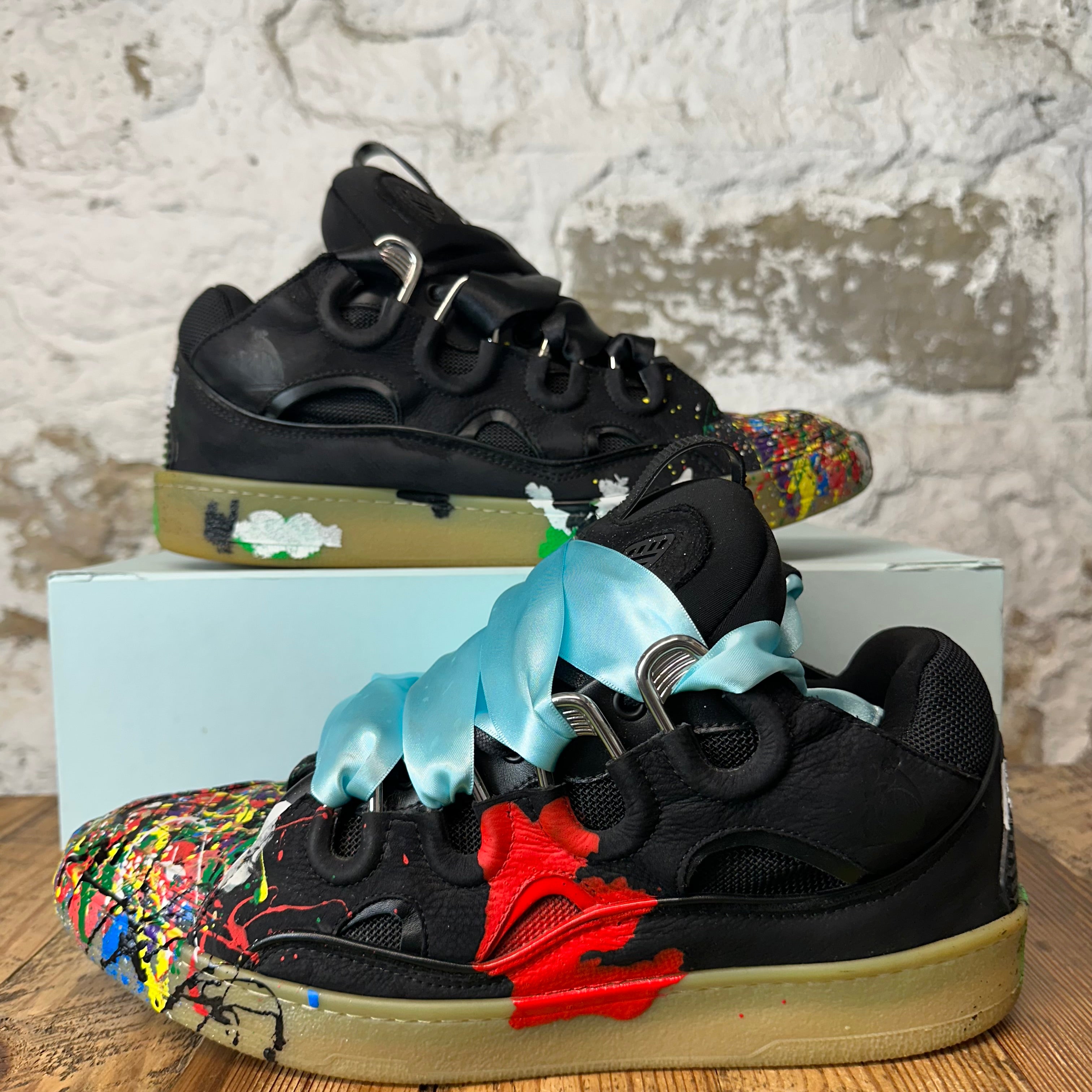 Lanvin Curb Gallery Dept Paint Splatter Black Sneaker Sz 13 (46)