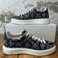 Louis Vuitton Denim Monogram White TIme Out Sneaker Sz 8 (41)