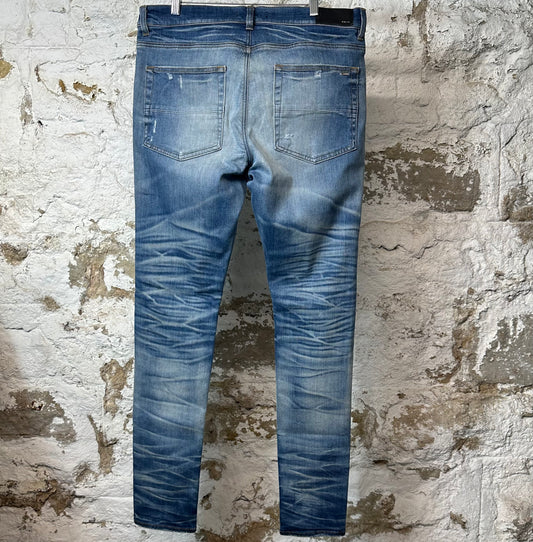 Amiri Plain Blue Honeycomb Denim Jeans Sz 36