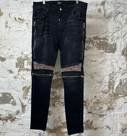 Amiri MX2 Brown Paisley Black Jeans Sz 36