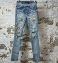 Amiri Multicolor Paisley Blue Denim Jeans Sz 29