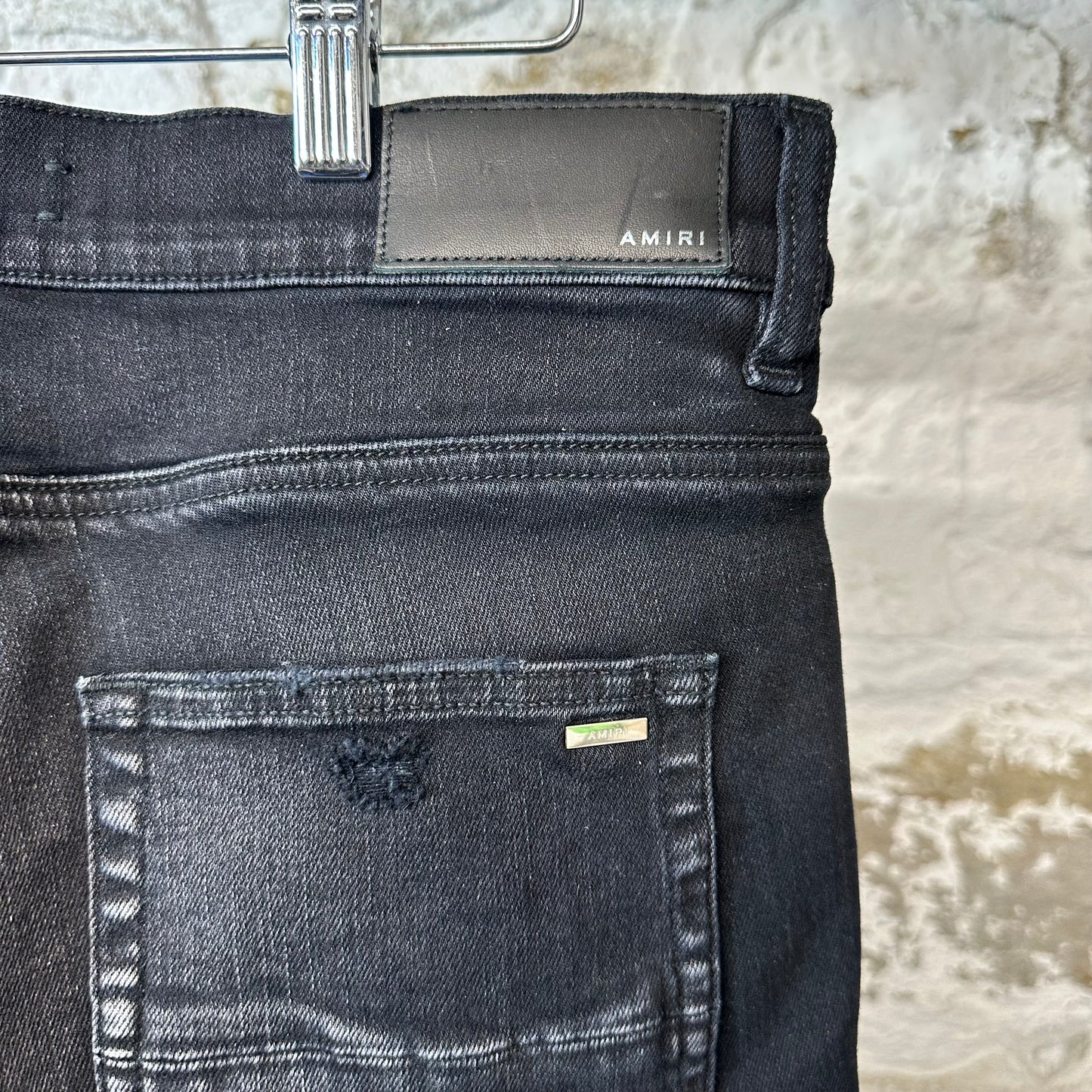 Amiri Embroidered Reaper Black Denim Jeans Sz 32