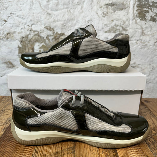 Prada Americas Cup Vintage Green Patent Gray Sz 9 No Box