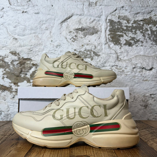 Gucci Rython Vintage Logo Cream Sneaker Sz 8.5