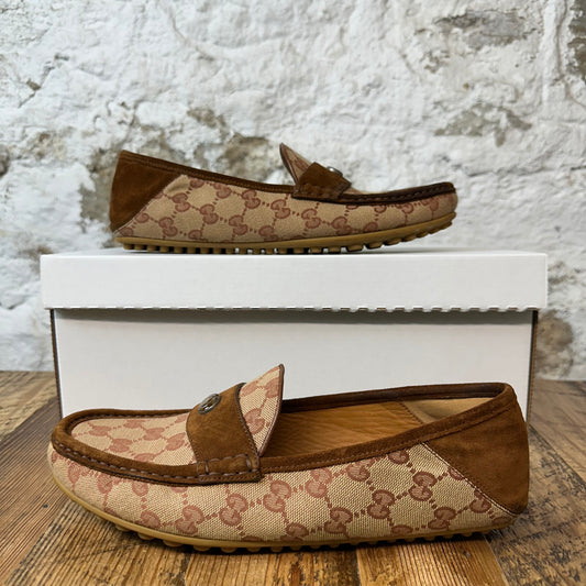 Gucci GG Brown Monogram Canvas Loafer Sz 7.5 No Box