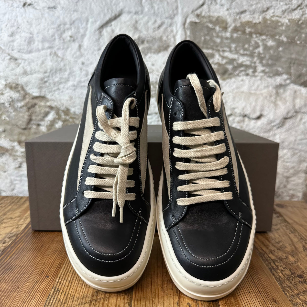 Rick Owens Vintage Black Leather Milk Sneaker Sz 10 (43) dS