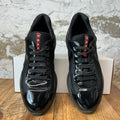 Prada Americas Cup Triple Black Patent Sneaker Sz 8.5