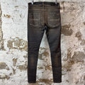 Amiri MX1 Black Leather Thrasher Dirty Blue Denim Jeans Sz 30