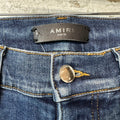 Amiri MX1 Bordeaux Suede Dark Blue Denim Jeans Sz 32