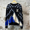 Louis Vuitton Black Blue Pixel Sweater Sz S