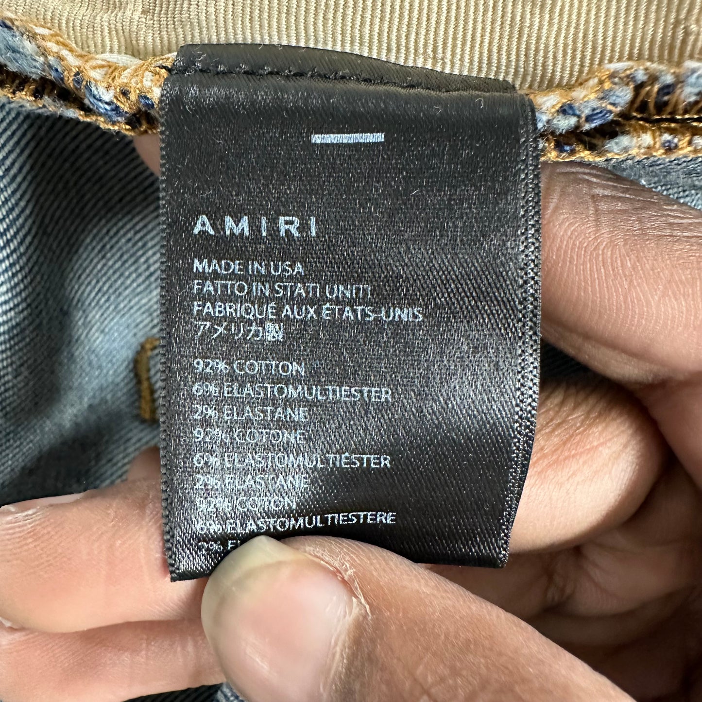 Amiri Knee Rip Shotgun Dark Blue Denim Jeans Sz 38