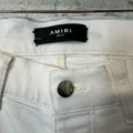 Amiri MX1 White Leather White Denim Jeans Sz 31