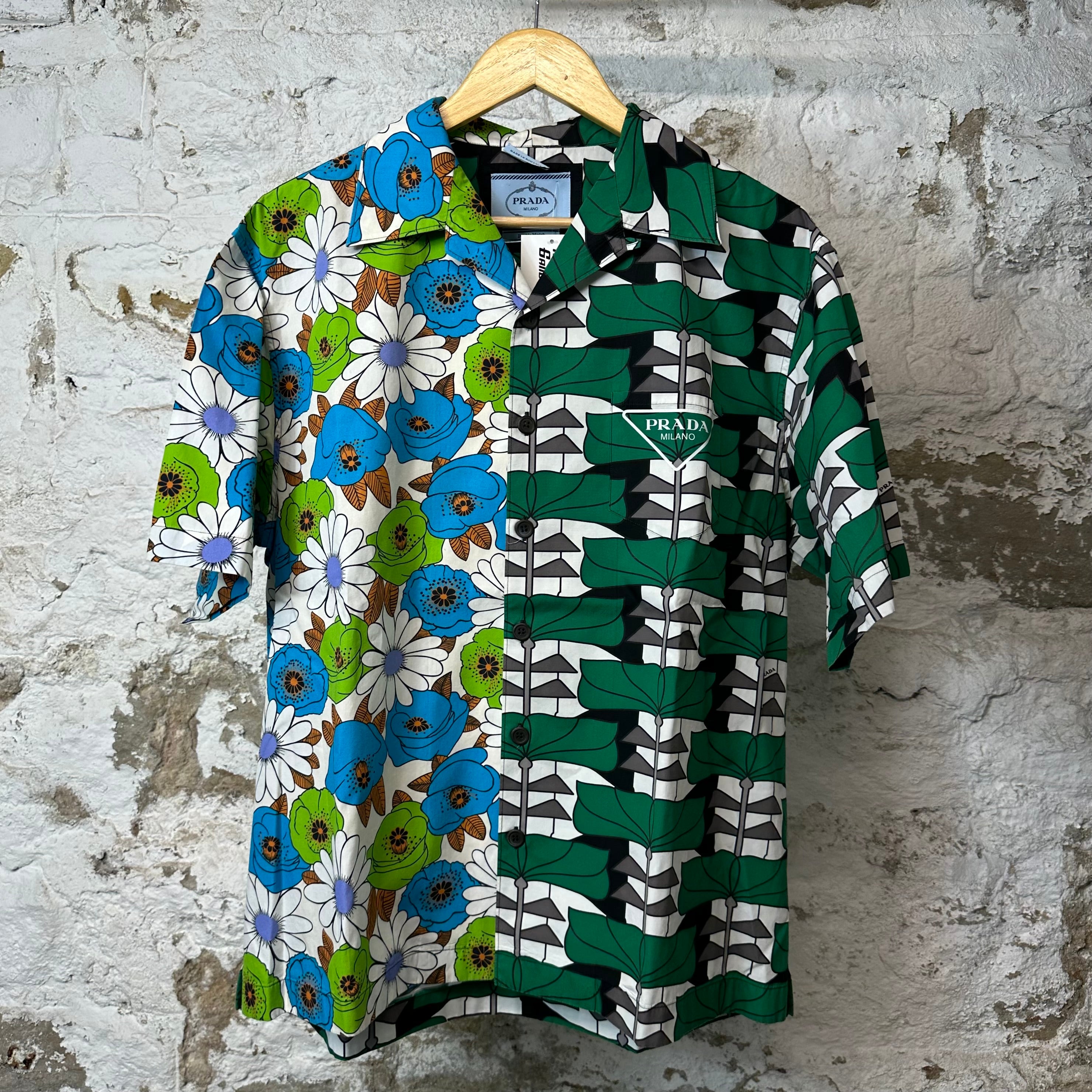 Prada Double Match Floral Button Up Shirt Sz XL