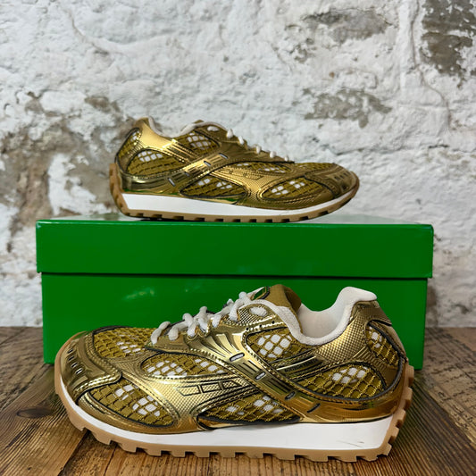 Bottega Veneta Gold White Orbit Sneaker Sz 5 (37)