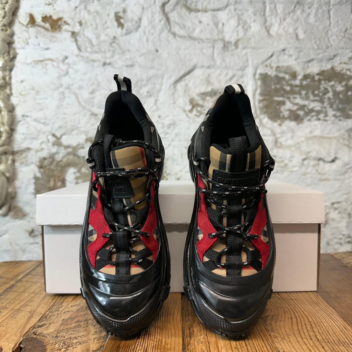 Burberry Arthur Plaid Red Black Sneaker Sz 4.5 (36)