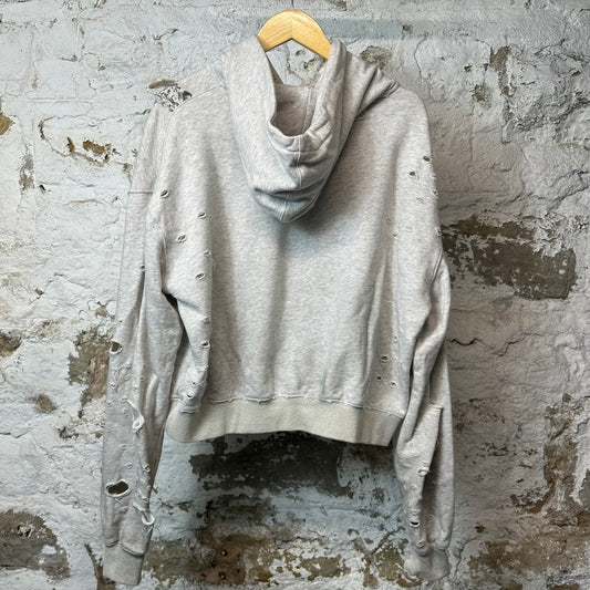 Vale Chains Distressed Pullover Hoodie Gray Sz S