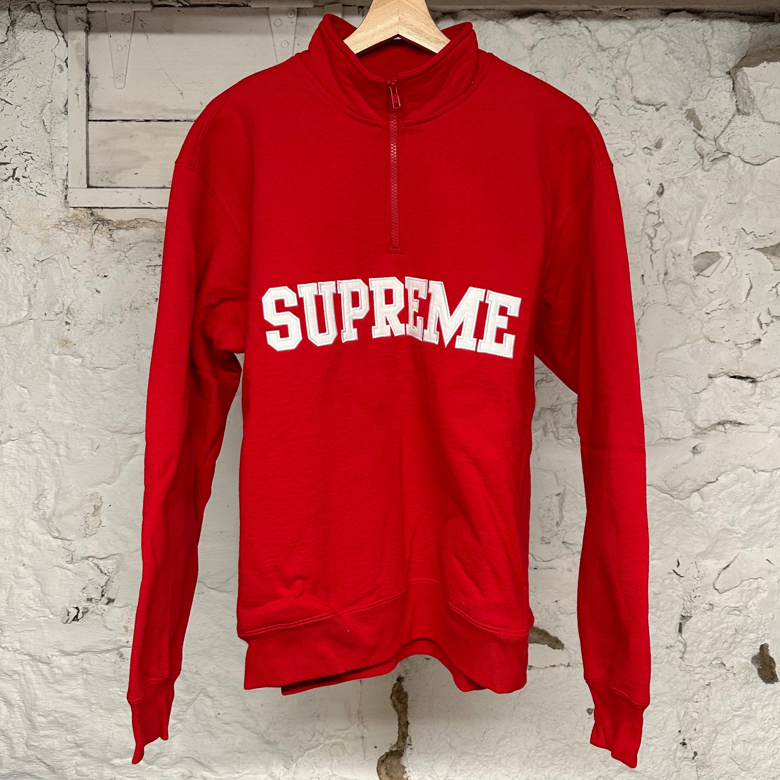 Supreme Chest Spellout Quarter Zip Sweatshirt Sz M