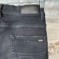 Amiri White Stitch Spell Distressed Black Denim Jeans Sz 30