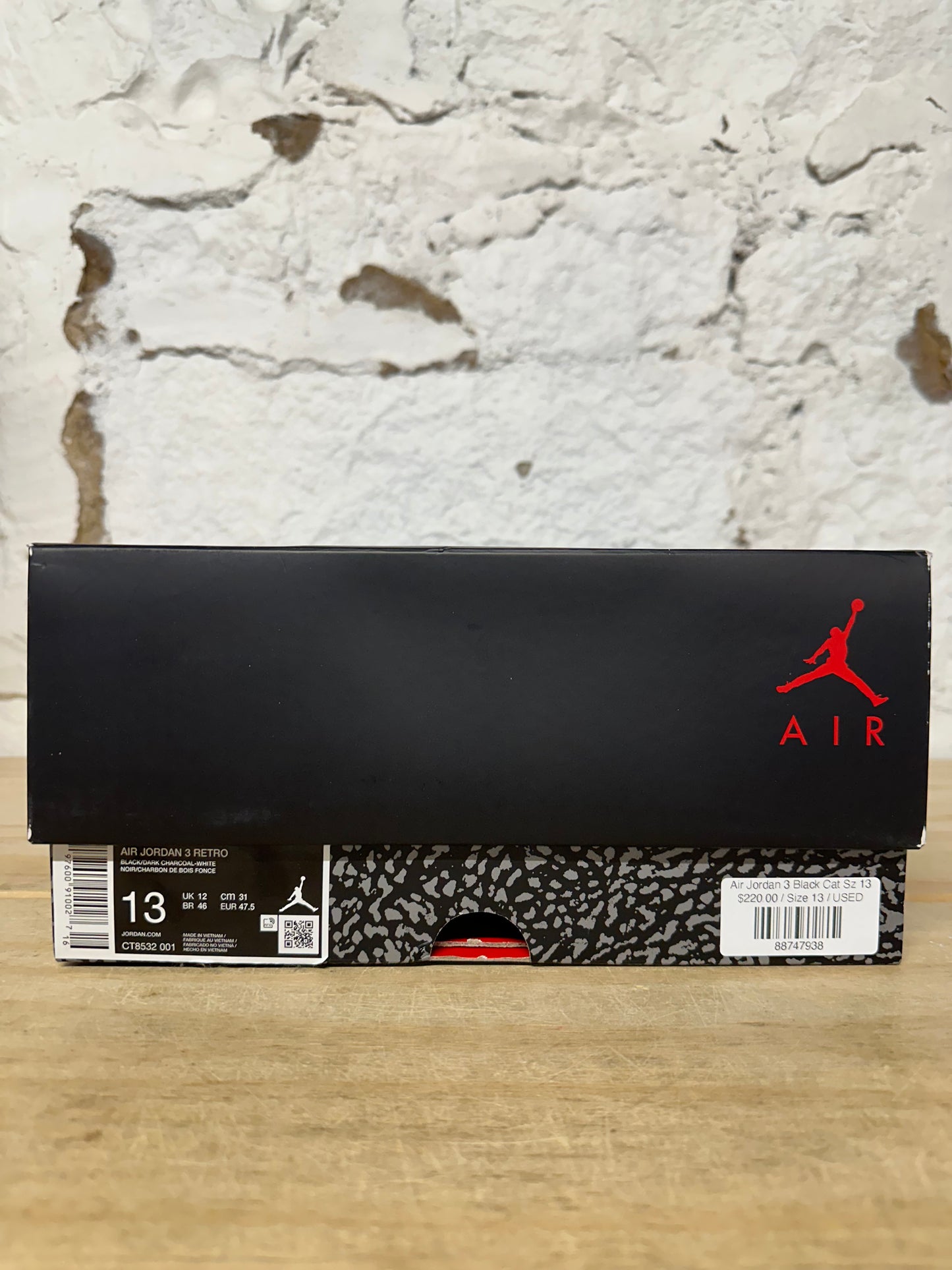 Air Jordan 3 Black Cat Sz 13