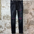 Amiri MX1 Cracked Pink Black Denim Jeans Sz 34