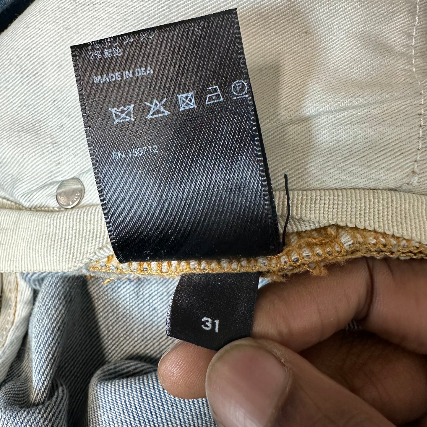 Amiri Distressed Plain Blue Denim Jeans Sz 31