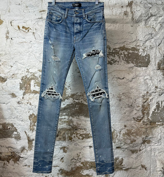 Amiri MX1 Black Playboy Blue Denim Jeans Sz 28