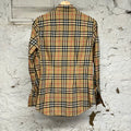 Burberry Beige Plaid Button Up Long Sleeve Shirt Sz 4 Womens