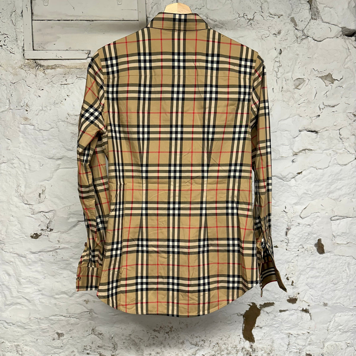 Burberry Beige Plaid Button Up Long Sleeve Shirt Sz 4 Womens