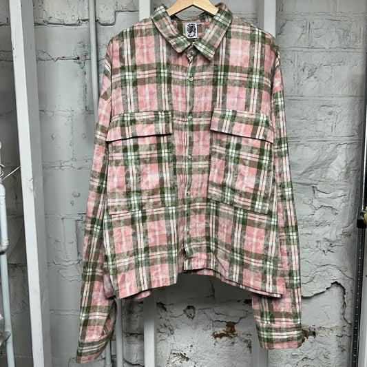 Saint Vanity Pink Green Flannel Sz XXL DS