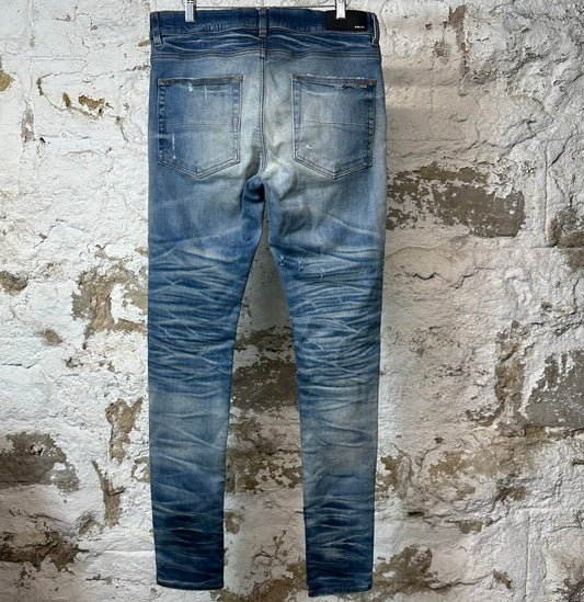 Amiri Plain Blue Honeycomb Denim Jeans Sz 33