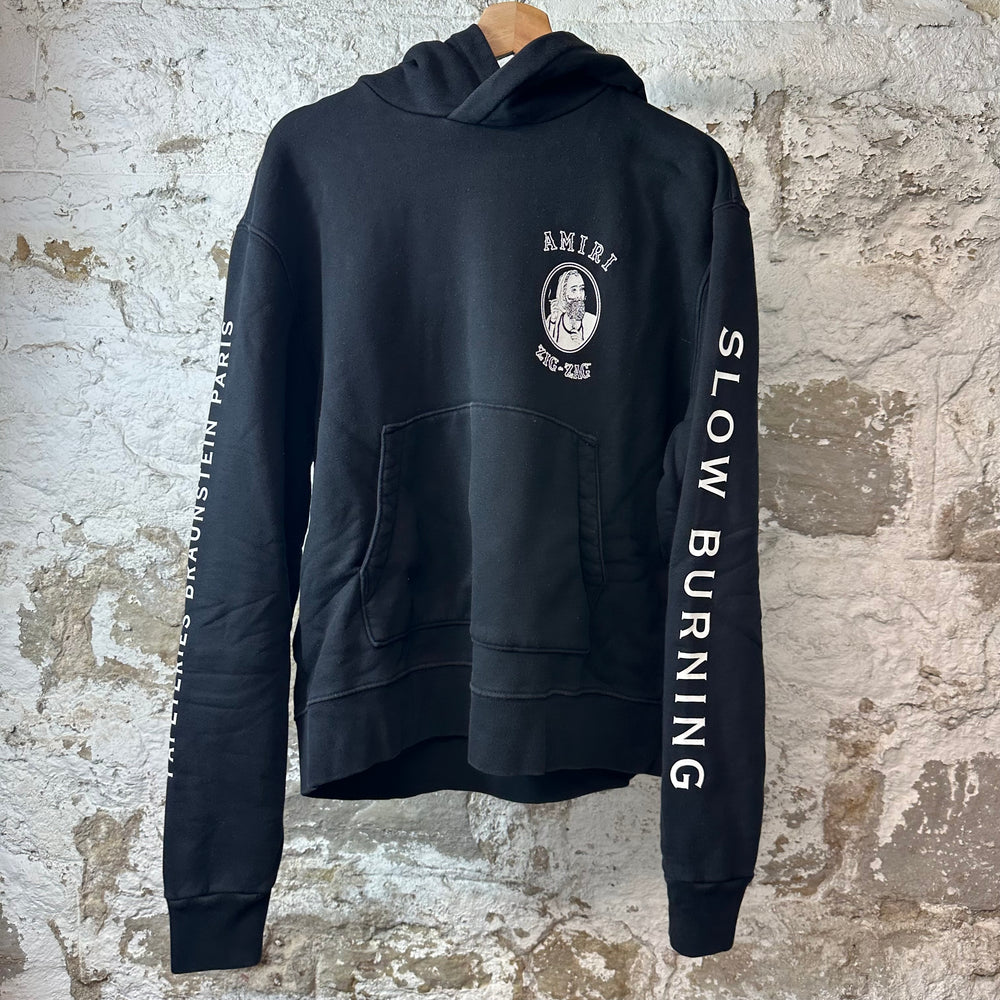 Amiri Zig Zag Logo Black Hoodie Sz S